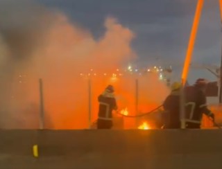 Incêndio em veículo causa congestionamento na Ponte Rio-Niterói na noite de segunda-feira